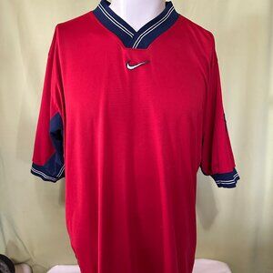 Vintage Nike USA Soccer National Team Men's V Neck Red Jersey XL Polyester